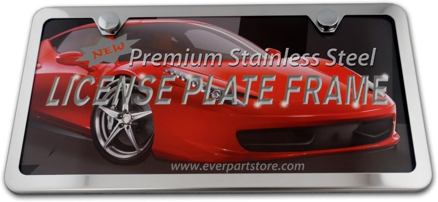 Slim Stainless Steel License Plate Frame Chrome 2 Holes