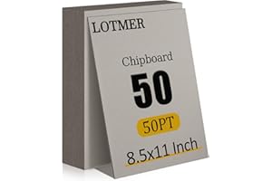 LOTMER 50 Pack Chipboard Sheets, 8.5 x 11 Inch 50PT Heavy Duty Chipboard Sheets for Bookbinding, Kraft Binders Board for DIY Crafts, Book Covers, Boxes