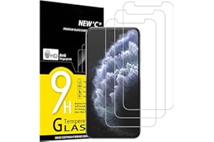 NEW'C 3 Pack Designed for iPhone 11 Pro Max and iPhone XS Max Screen Protector (6.5"), Enhanced Tempered Glass Protection, Ca