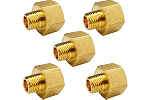 TALEGEN 5 pcs 1/2" NPT Female x 1/4” NPT Male Connector, Brass Pipe Fitting, 1/2" to 1/4" NPT Reducer Adapter
