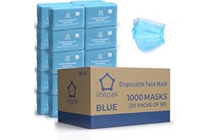 LITEPAK Disposable Face Masks - 1,000 PCS - for Home & Office - Breathable & Comfortable Filter