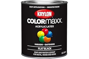 Krylon K05647007 COLORmaxx Acrylic Latex Brush On Paint for Indoor/Outdoor Use, 1 Quarts (Pack of 1), Black, 31 Fl Oz