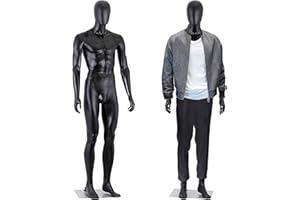 NOVA MICRODERMABRASION Male Mannequin Full Body Dress Form 73 inch Adjustable Mannequin Stand Realistic Display Head Turns Sewing Dress Model Metal Base Black