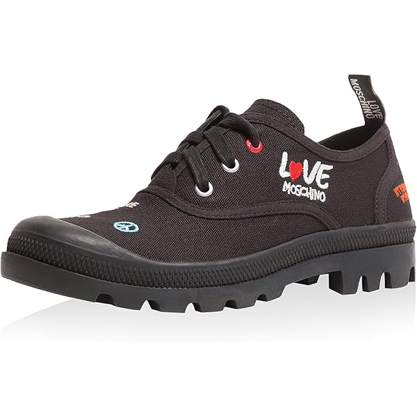 Amazon.com | Love Moschino Women's Black Lace Up Sneakers with
