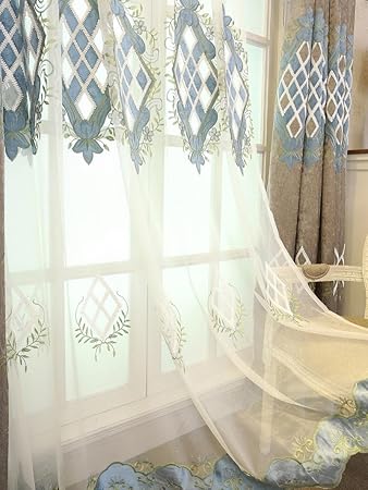 Amazon Com Pureaqu Rod Pocket Top Lattice Design Semi Sheer