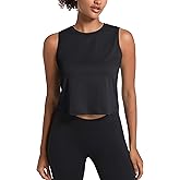 MAGCOMSEN Women's Workout Cropped Tops UPF 50+ Athletic Running Tank Tops Sleeveless Gym Sports Muscle Shirts