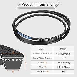 uxcell 2Pcs AX112 EPDM V-Belt, Raw Edge Cogged