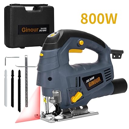 Ginour Seghetto Alternativo 800w 3000rpm 7 Velocità Seghetto Con Laser Doppio Taglio Smusso 45 45 Tubo Per Vuoto 6 Accessori Filo Da 10ft
