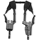 Shoulder Holster with Universal Double Mag Pouch, Fits Glock 17/19/34, Sig P226/P320, Beretta 92FS/M9, Colt 1911 (9mm), CZ 75 SP-01, HK USP, Ruger SR9, Springfield XD-M – RDS Compatible – Right Hand