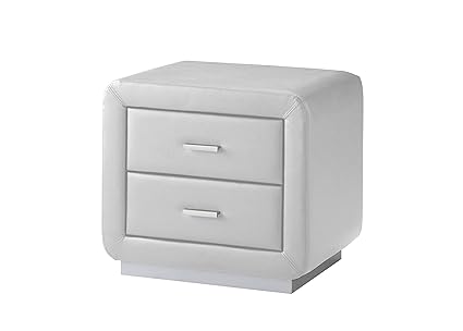 Isla White Faux Leather Bedside Table 2 Drawer Night Cabinet