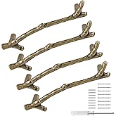HARSKIYER 4pcs Bronze Twig Drawer Pulls Handles, 3-3/4 Inch Hole Center Zinc Alloy Rustic Kitchen Hardware Natures Branch Dra