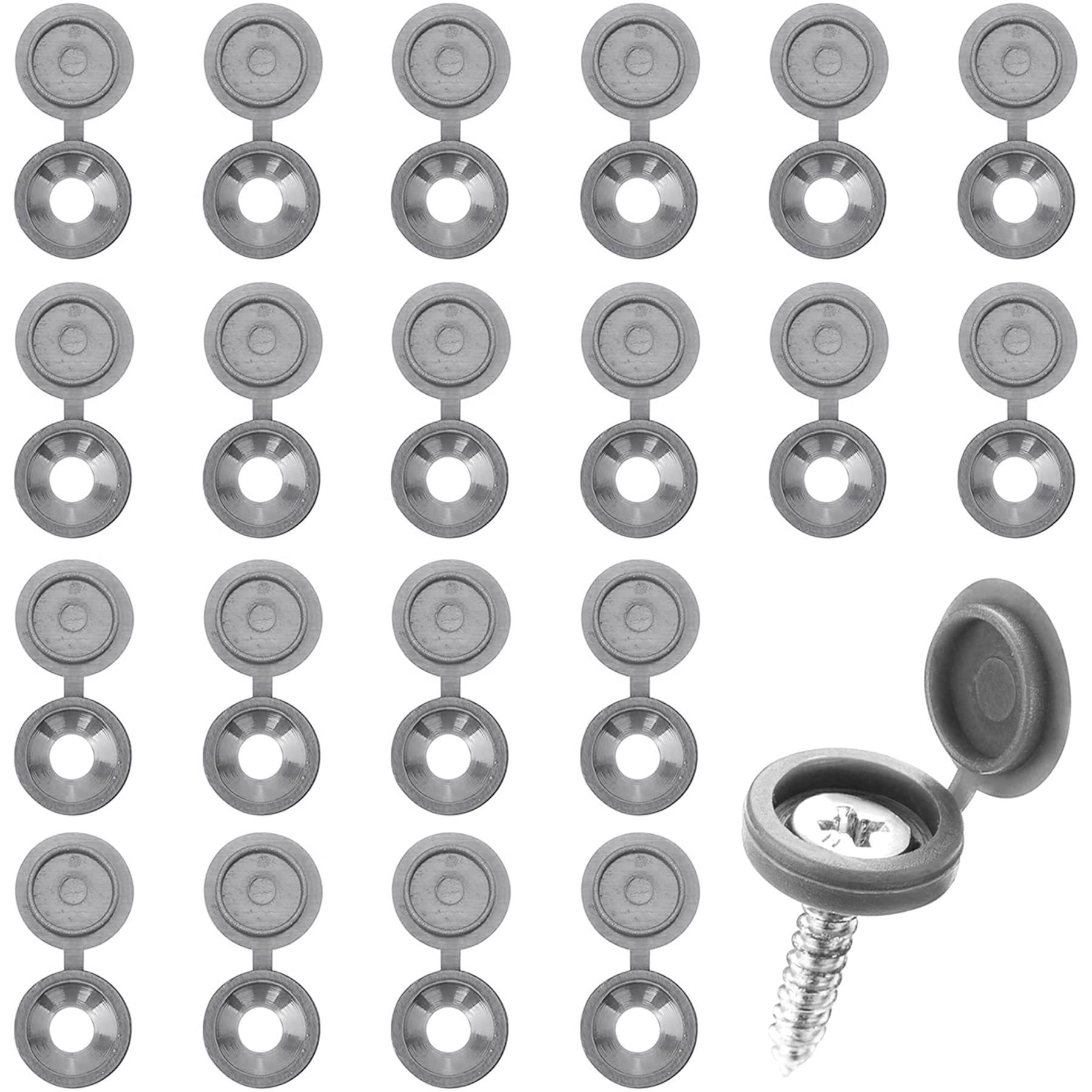 150Pcs Grey Screw Caps Hinged Plastic Screw Cover Caps for M 4 /M6/M 8 Screws