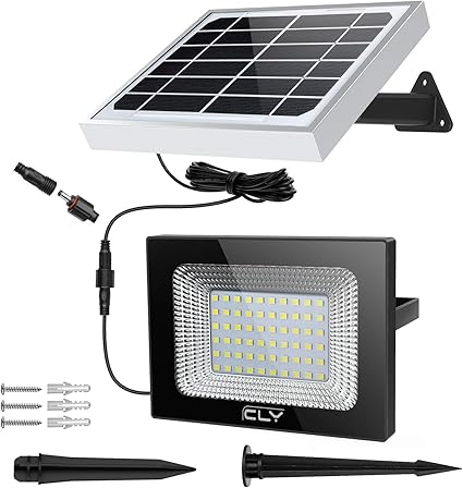 Amazon Cly ソーラーライト 光感知センサー 投光器 屋外 ソーラー ガーデンライト ソーラー 庭園灯 明暗センサー 夜点灯 昼消灯 防犯照明ライト 太陽光充電式 パネル分離式4000mah 防水 広角 ソーラー スポットライト 高輝度60led 5mコード 省エネ 壁掛け 玄関 廊下