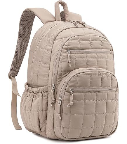 BTOOP Travel Backpack for Women Work Backpack Quilted College Backpacks for School Fit 15.6 Inch Laptop(Quilting-Khaki) : Electronics