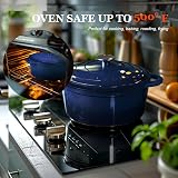 Overmont Indigo Enamelled Cast Iron Round Casserole Dish 5.2L 26cm view 3