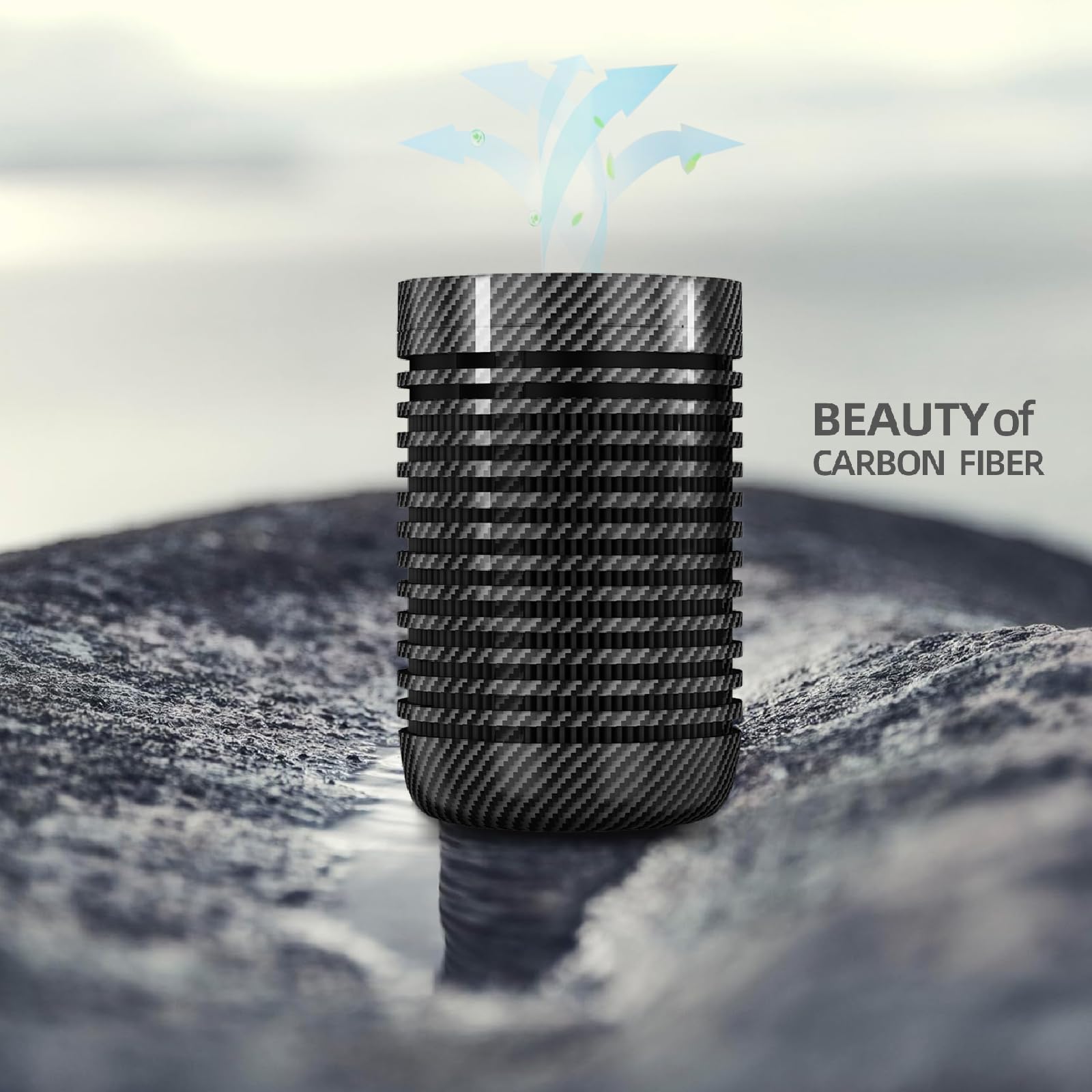QUEENTY Car Air Purifier, Air Purifier for Car with True HEPA Filter, H13 HEPA Filter Clean Air 99.97% of Dust,Portable Car Accessories for Traveling,Vehicle Use(Carbon Fiber)