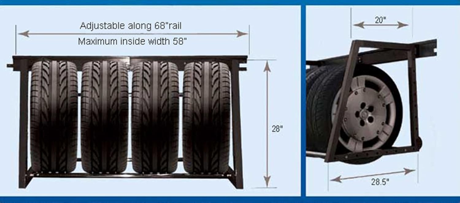 HyLoft 01000 Heavy Duty Adjustable Garage Wall Multi-Tire Rack Storage, Black - Garage Shelves - 