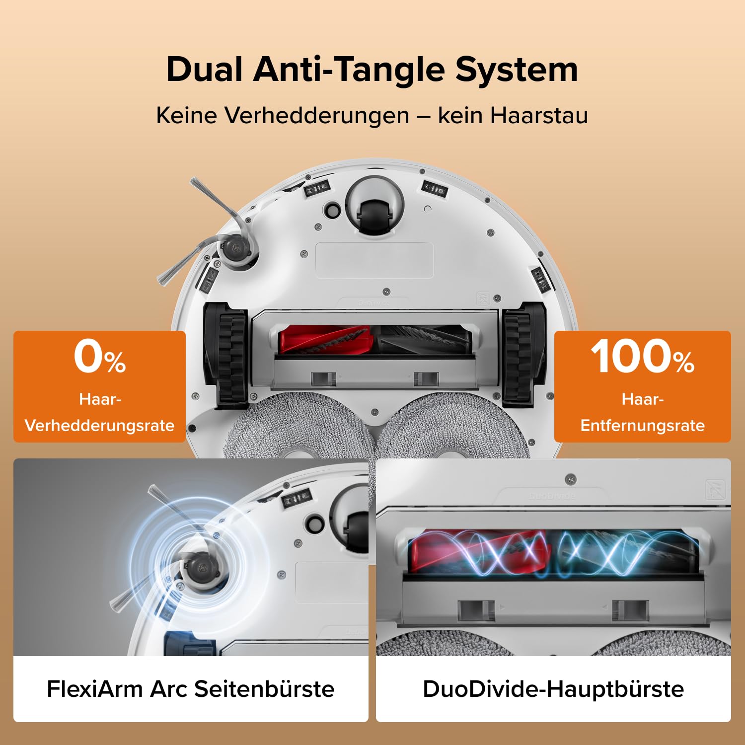 roborock Qrevo Edge 2 Set Saugroboter mit Wischfunktion&Hebarem Wischmopp, 25.000 Pa, Anti-Tangle, ultraflach 7,98 cm, 80 °C Heißwasser-Moppwäsche, FlexiArm-Technologie, AI-Hinderniserkennung(Weiß) 5