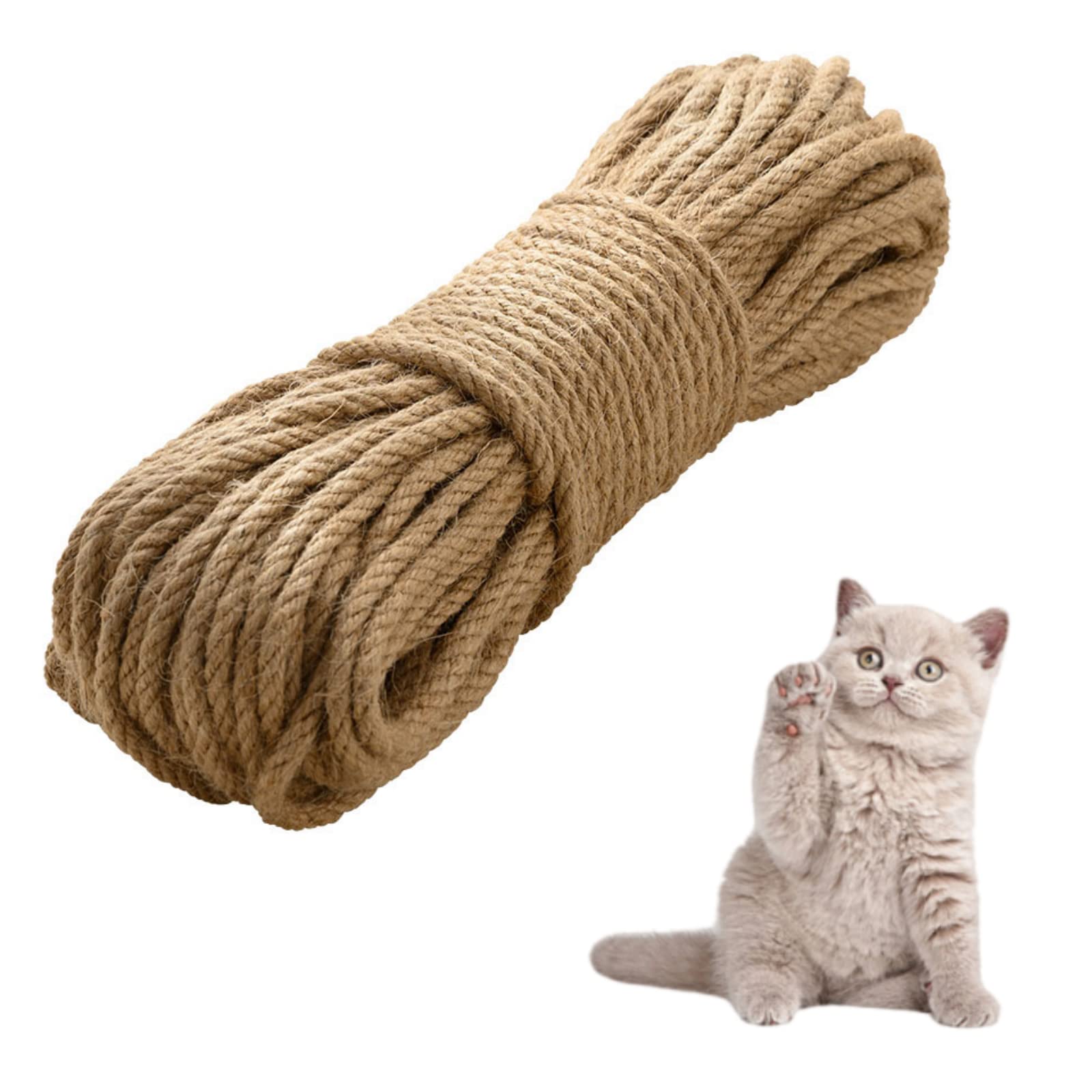 Sisal Rope for Cat Scratcher 30M 6mm Thick String Cats Rope Jute Rope Sisal Rope for Cat Scratching Post Tree Replacement
