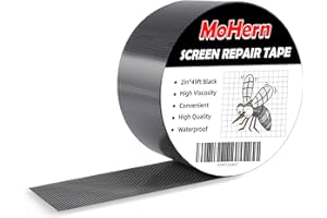 MoHern 2 in x 49 FT Window Screen Repair Kit, Screen Repair Tape Magic Mesh, Strong Adhesive, Waterproof, High Viscosity Screen Patch Repair Kit, Black