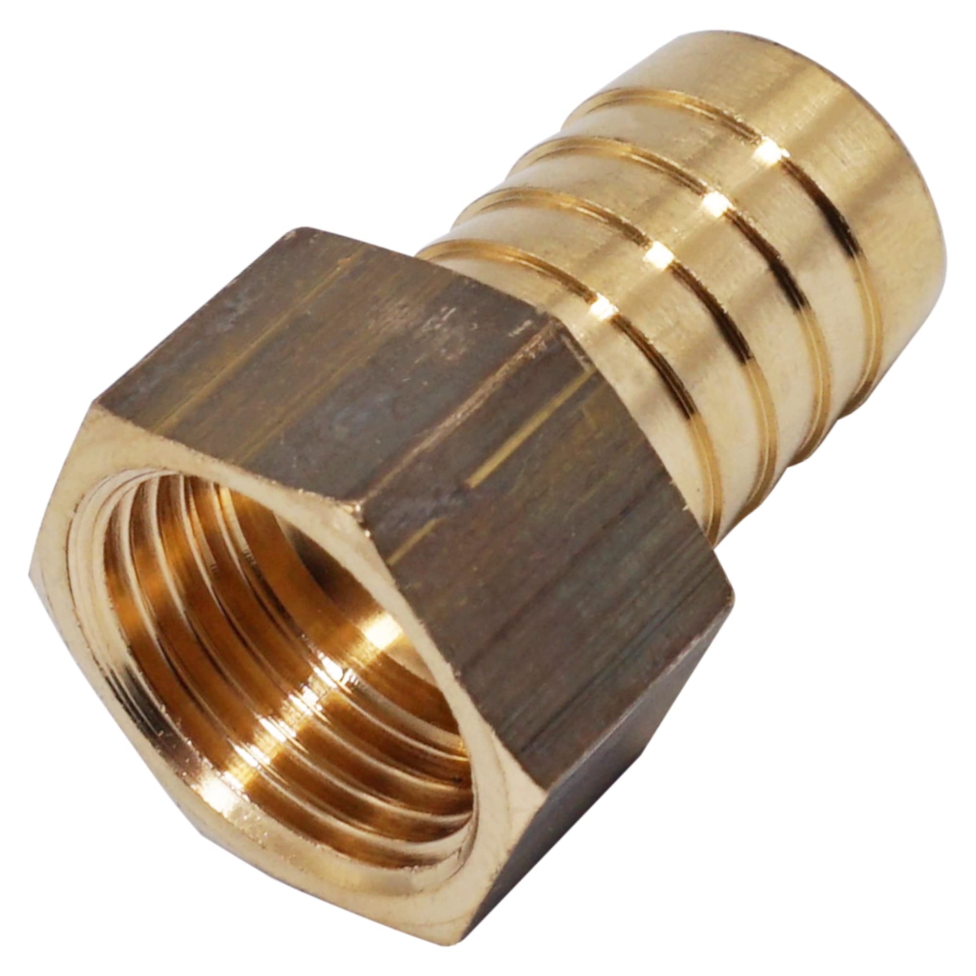 SKIR'CO 1 pc Female Thread Barb Brass Fitting 1/2" x 18 mm, Hose Barbed Adapter, Hose Tail Connector, BSP Thread