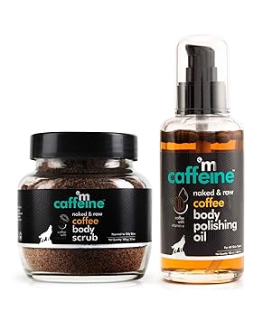 mCaffeine Coffee Cellulite & Stretch Mark Reduction Duo | Body Scrub, Body Oil | All Skin | Paraben & Mineral Oil Free