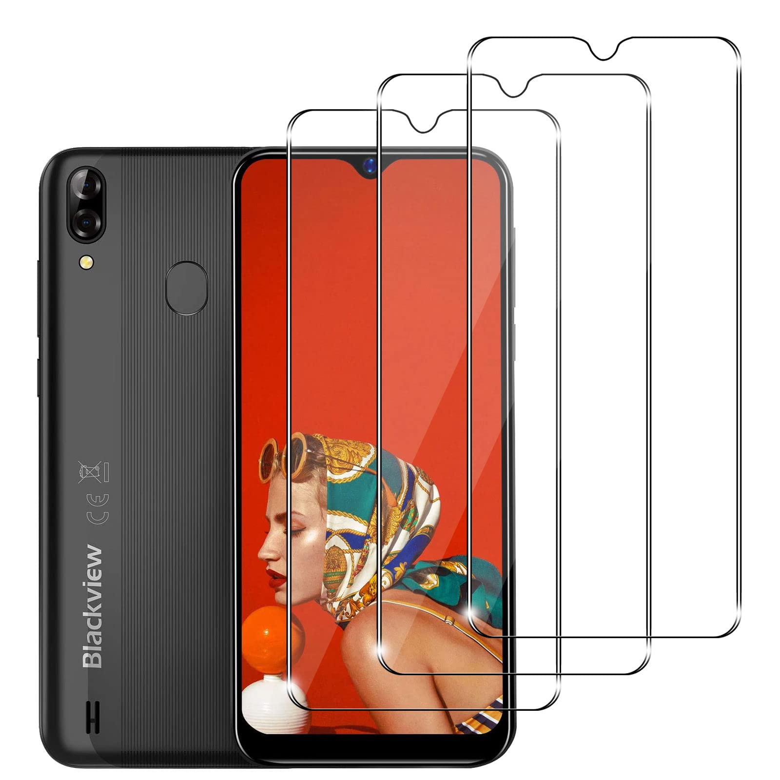 [Pack of 3] Tempered Glass Phone Screen Protector for Blackview A60 Pro, 9H Tempered Glass Film, Anti-Scratch Glass Film, Free from Scratches, HD Screen Protector for Blackview A60 Pro