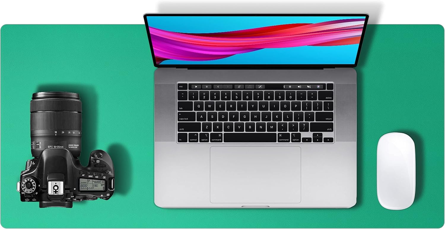 Leather Desk Pad Protector,Mouse Pad,Office Desk Mat, Non-Slip PU Leather Desk Blotter,Laptop Desk Pad,Waterproof Desk Writing Pad for Office and Home (23.6" x 13.7", Vivid Green): Electronics