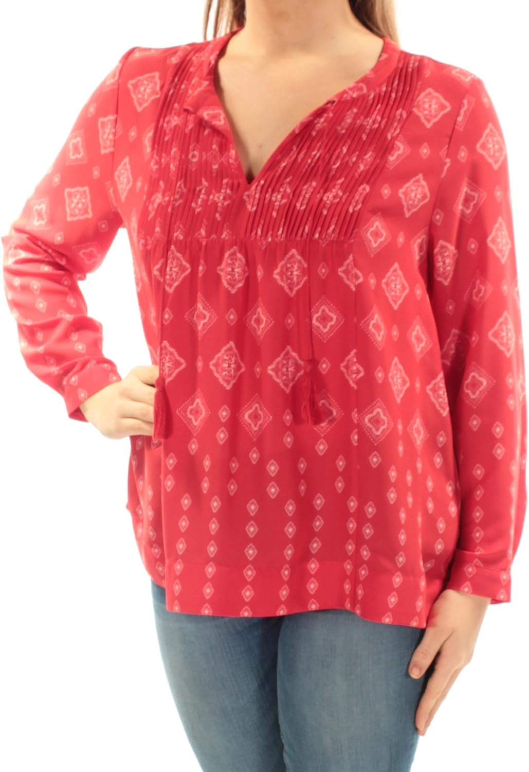 red bandana print shirt womens