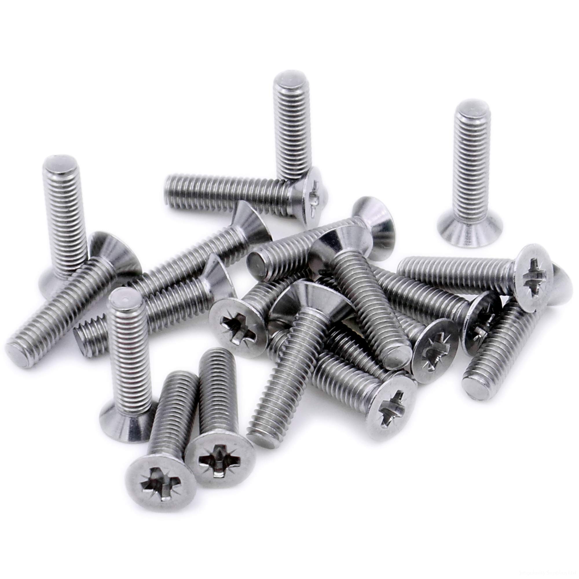 M5 (5mm x 22mm) Pozi Countersunk Machine Screw (Bolt) - Stainless Steel (A2) (Pack of 20)