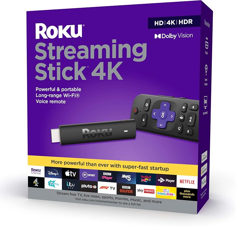 Roku 3820EU Streaming Stick 4K HD HDR Media Player Black