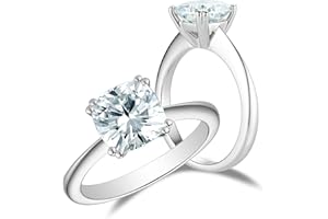 DovEggs 2ct Diameter 7.5mm Cushion Cut 2.8mm Width 8 Prongs Front Look Colorless Side Look Slightly Blue Moissanite Engagemen