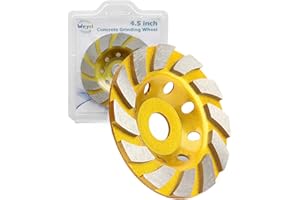 WEYRI 4 1/2 Inch Diamond Concrete Grinding Wheel, Turbo Segment Angle Grinder Wheel for Concrete, Stone, and Masonry, Heavy-Duty 4.5” Diamond Cup Wheel for Fast Grinding & Smoothing