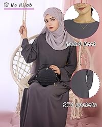 Zofocy Solid Color Women Abaya Modest Muslim Prayer