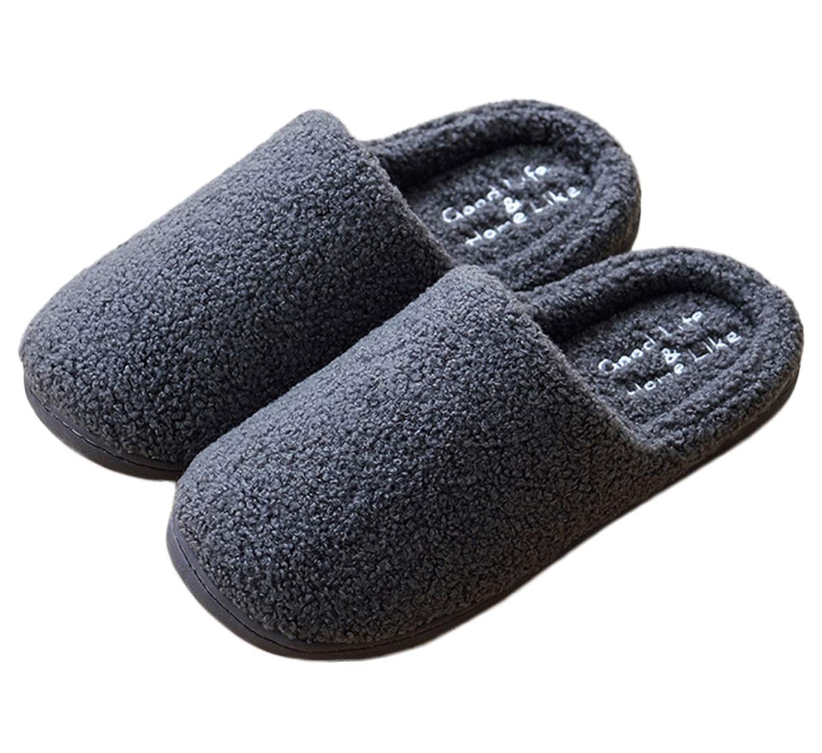 もこもこ あったか ルームシューズ スリッパ 滑り止め dark gray-41-42