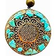Orgone Necklace, Sacred Geometry Flower Life Healing Crytals Stones, Pendant Orgonite Turquoise Rose Quartz, Protection Energ