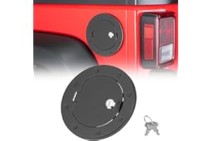 PARFYTER Locking Fuel Tank Cap Black Lock Gas Cover Cap Compatible with Jeep Wrangler 2007-2017 JK & Unlimited 2 door and 4 door Aluminum+ABS Accessories+US Flag flag stickers