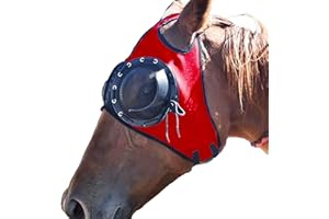 WANGZHAOKEJISM Horse Racing Goggles, Protective Net Horse Goggles, Horse Eye Cover with Detachable Half Cover for Sand Protection,blinkers for Horses,Fly Control Mask,Horse Blinders (red)