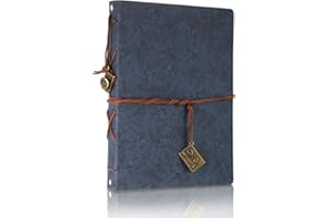 ThxMadam Leather Scrapbook Album 60 Pages Love Memory Photo Book Album 10.82 x 8.07 in,Scrapbooking Supplies Kits for Couples Anniversary Travel Scrapbook Family Scrap Book Blue Large