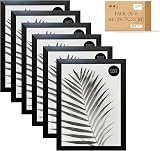 pf+a REAL GLASS Set of 6 A4 Black Photo Frames Certificate Frames Multipack A4