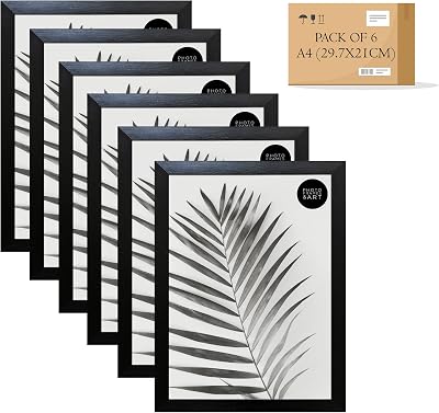 pf+a REAL GLASS Set of 6 A4 Black Photo Frames Certificate Frames Multipack A4