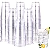 JOLLY CHEF 12 oz Clear Plastic Cups, 100 Pack Heavy-duty Party Glasses, Disposable Plastic Cups for Halloween,Thanksgiving Day, Christmas Party