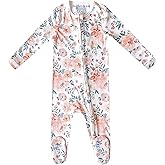 Copper Pearl Zip-Up Footie Baby Pajamas: Ultra-Soft Boys & Girls Pajamas, Premium Knit Fabric in Stylish Prints, Tag-Free with Two-Way Zipper, Newborn to 24 Months, Autumn
