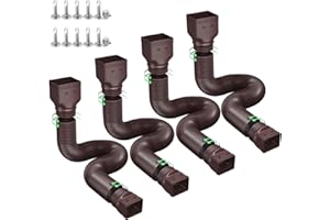 Ogutter Rain Gutter Downspout Extensions, Downspout Extender for Rainwater Drainage Flexible, Down Spout Drain Extension Pipe and Extendable from 21 to 66 Inches (4 Pack, Brown)