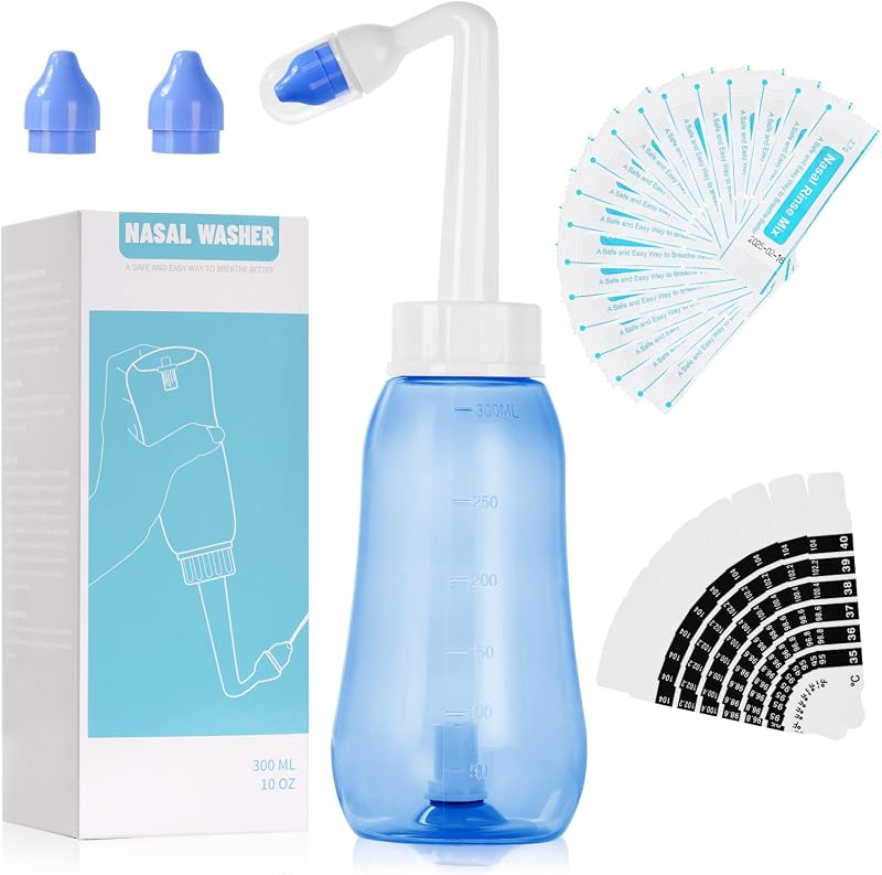 Kit Lavage de Nez-Sinus Rinse Kit, Douche Nasale pour adultes enfants