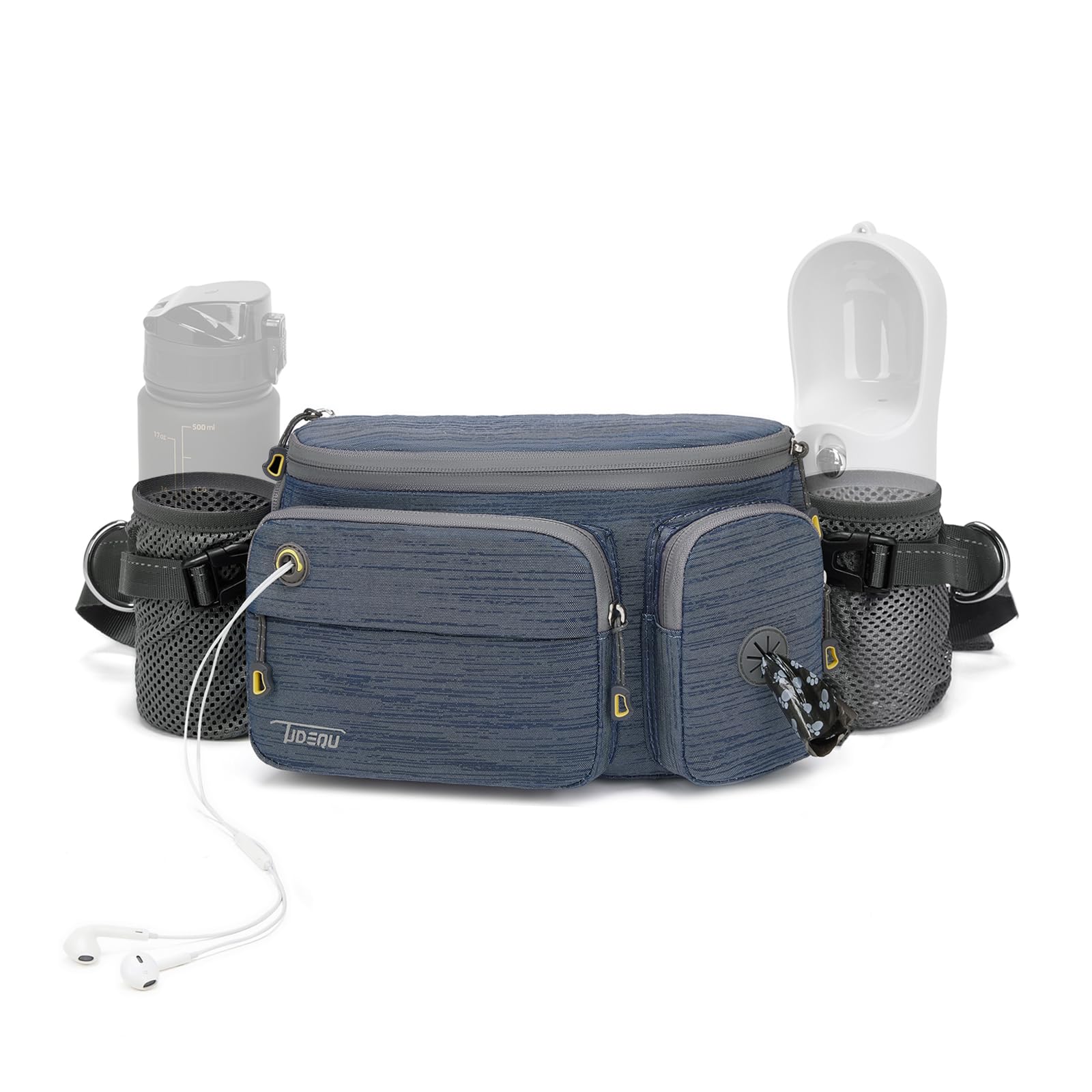 TUDEQU Dog Large Walking Bag,Bumbag,Running Waist Bag,Fanny Pack with Two Bottle Holder,Hiking Waist Pack for Men,Hip Bag