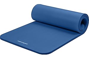 Retrospec Solana Yoga Mat 1" Thick w/Nylon Strap for Men & Women - Non Slip Exercise Mat for Home Yoga, Pilates, Stretching, 