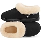 EverFoams Women's Bootie Slippers Faux Fur Ladies Bedroom House Shoes with Memory Foam and Indoor Outdoor Rubber Sole