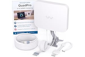 Waveform QuadPro 4x4 MIMO Signal Boosting Panel Antenna Kit | External Antenna for 4G/5G Routers & Gateways | for T-Mobile Home Internet, Verizon, AT&T (Complete Kit w/ 20' Cable & Window Entry)