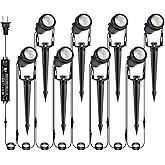 IRISECO Low Voltage Landscape Lighting, 8 Pack Outdoor Spot Lights with Transformers, 12V Warm White Landscape Spotlights IP65 Waterproof Plug in Outdoor Uplights for Yard House Pathway Tree Pools